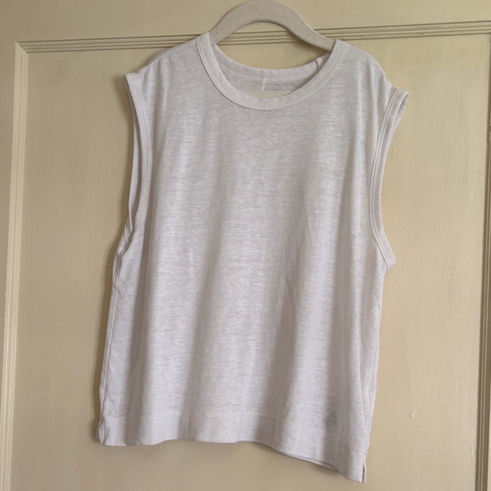GAP White Linen Blend Sleeveless Crewneck Tank XS Petite